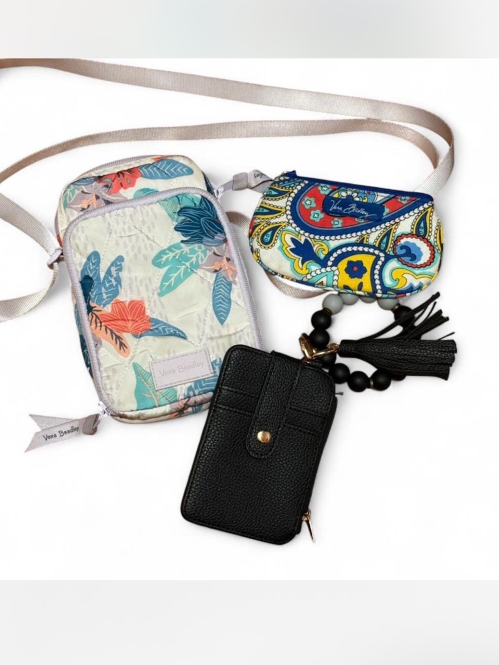 Vera Bradley Floral & Paisley Crossbody Set with Black Wallet